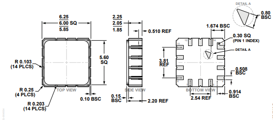 (ADI)センサADXL356BEZ/ADXL357BEZ 3軸MEMS加速度計1Hz ~ 1kHz 14- lcc