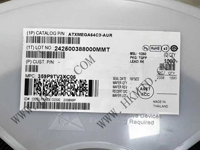 ATXMEGA64C3-AURAVR拡張型RISCアーキテクチャに基づく高性能8ビットマイクロコントローラ