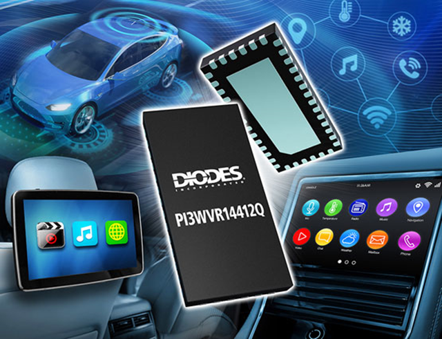 Diodes社、自動車規格に適合した20Gbps1：2ビデオスイッチPI3WVR14412Qを発売