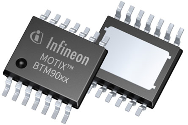 Infineonがスマートブラシ付き直流モータ応用用の新型BTM90xxフルブリッジICを発売