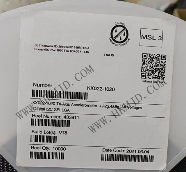 モーションセンサー_KX022-1020_加速度センサー X、Y、Z軸 ±2g、4g、8g 0.39Hz ~ 800Hz 12-LGA