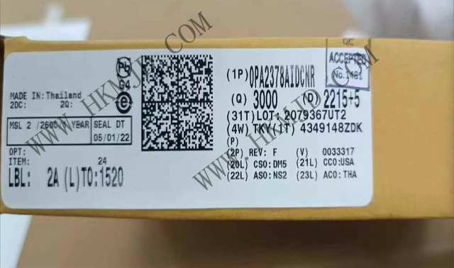 供給オペアンプ - OPA2378AIDCNR デュアルチャネル、低ノイズ、900kHz、RRIO、高精度オペアンプ