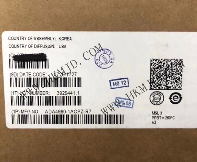 ADI ADA4960-1 ACPZ差動増幅器5 GHz Low Distortion ADC Driver/Line Driv（16 LFCSP）