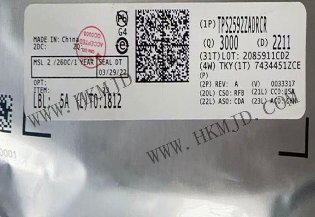 供給元の TI の e ヒューズ IC、供給 TI TPS2592ZADRCR 電子ヒューズ IC