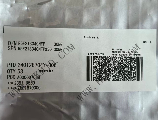 ルネサス エレクトロニクス【MCUチップ】R5F21334CNFP 16ビットマイクロコントローラー、R8C CPUコアを採用