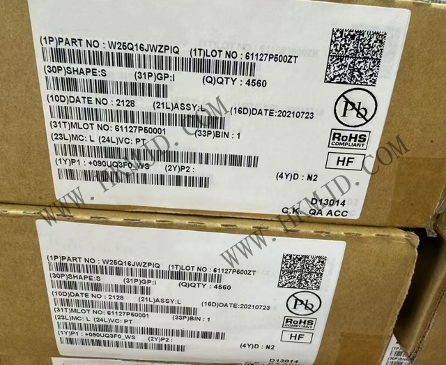 メモリチップ_W25Q16JWZPIQ_NORフラッシュメモリ_SPIフラッシュメモリ、1.8V、16Mビット、4KB統一セクタ
