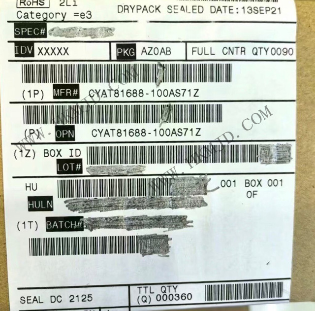 タッチスクリーンコントローラー CYAT81688-100AS71Z PSoC™ 自動車用マルチタッチ Gen6XL
