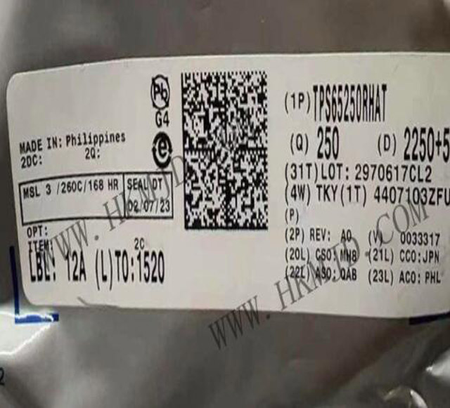 [供給元] TPS65250RHAT（TI）大電流、同期式トリプル降圧コンバータ