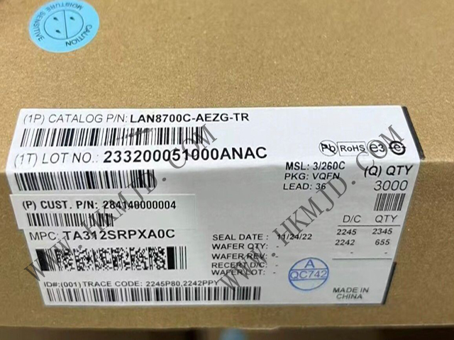 供給 Microchip (LAN8700C-AEZG) 10/100 Base-T/TX Ethernet PHY トランシーバ